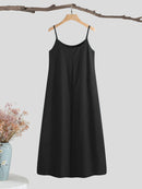 VONDA Plus Size Womens Long Dress Casual Sleeveless Solid Summer Long Maxi Dress