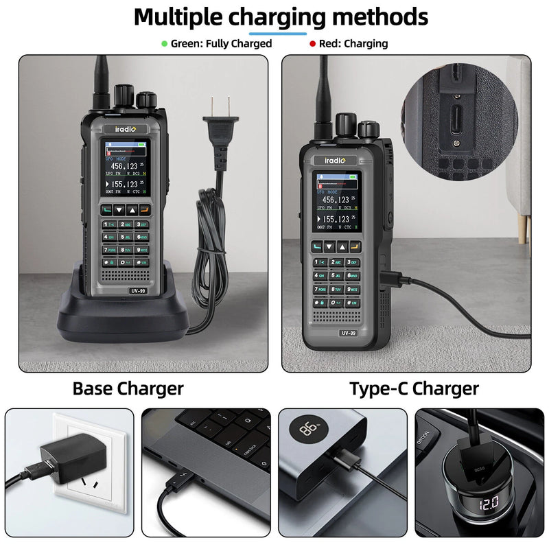 Iradio UV-99 20W Walkie Talkie Air Multi Band High Power FM NOAA 1024CH Wireless Copy Frequency Long Range Type-C Charging Ham Two Way Radio
