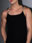 INCERUN Men Tank Top Fashion Metal Chain Sling Tanks Summer Sold Color Vest Casual Sleeveless Male Top
