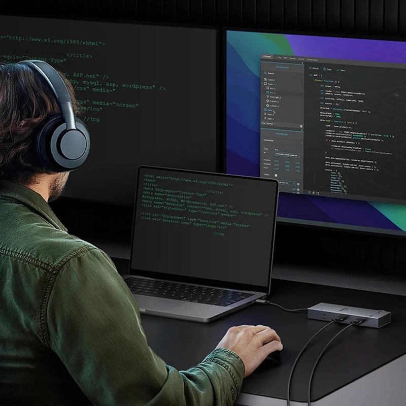 UGREEN CM8880 7-in-1 Type-C Docking Station with 4K60Hz 2HD / 10Gbps USB-A&C Ports PD100W USB HUB for PC Laptop Computer TV