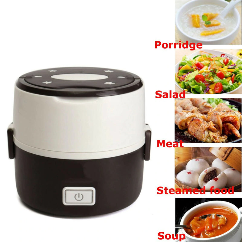 Janolia 1.3L 200W Portable Electric Lunch Box Food Warmer with Removable Stainless Steel Container Electric Heating Bento Lunch Box Food Storage Container EU Plug for Office and Home