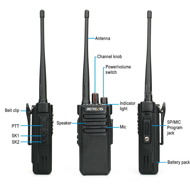 Retevis RT29 10W High Power Walkie Talkie IP67 Waterproof 10km Long Range 3200mAh Battery Emergency Alarm CTCSS DCS Two-way Radio