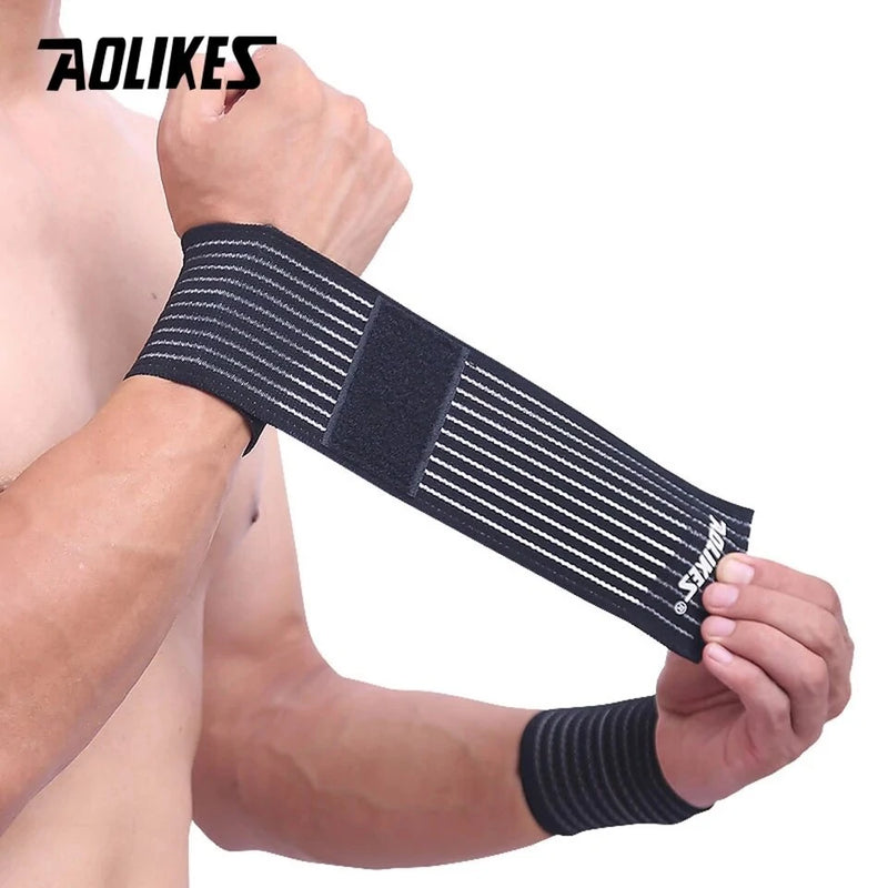 AOLIKES 1PCS Cotton Elastic Bandage Wrist Band Anti-slip Breathable Hand Protection for Weightlifting Ball Games Sports