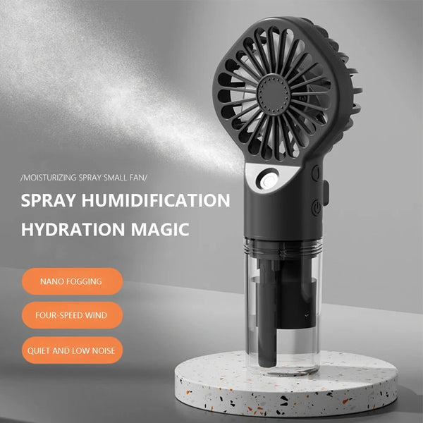 Mini Air Conditioner USB Rechargeable with Nanotechnology Cooling Mist Powerful Motor 4-Speed Wind Adjustable Efficient Cooling and Humidifying Function Ideal for Home Office and Dorm