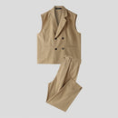 INCERUN Mens Two-piece Suits Trendy Sleeveless Double-breasted Suit Vest + Pants Casual Set Casual Sets Male Plus Size