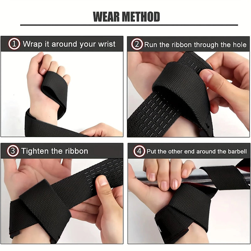 GOUNOD 1pair Sport Fitness Wrist Lifting Straps Wristband Silicone Non-slip Deadlift Grip Belt for Fitness Weightlifting Pull-up Exercise Training