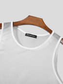 INCERUN Mens Fine Glittering Mesh Transparent Solid Color Tank Top