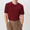 INCERUN Men T-Shirts Fashion Solid Color Skinny Elastic Top Tee Casual Summer Round Neck Short Sleeve Mens Clothing