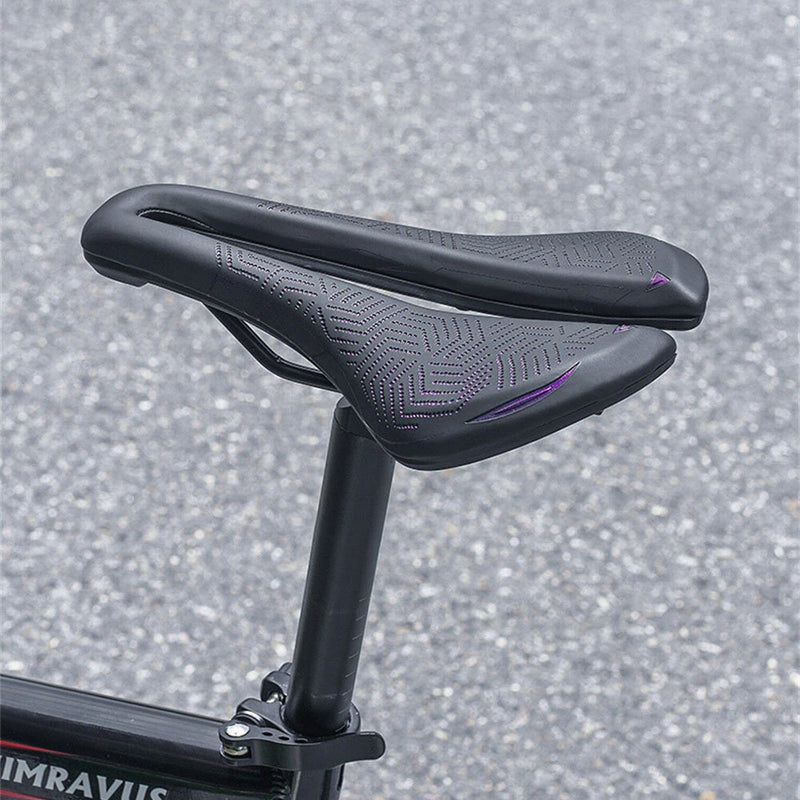 WEST BIKING Hollow Bicycle Saddle Breathable Comfortable PU Waterproof Aerodynamic Anti-slip Concave Point Cushion Shock Absorption Bike Seat for MTB Road Bike
