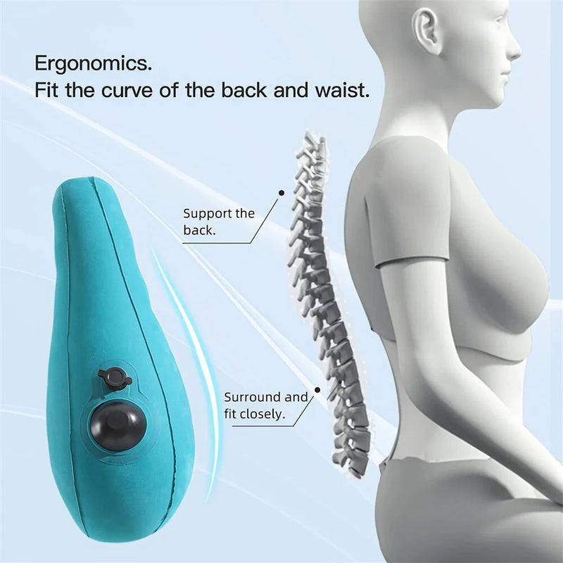 IPRee Ergonomic Inflatable Lumbar Support Pillow, Press Type Cushion, Enhances Back Comfort During Long-distance Flights Trains & Office Use