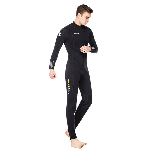 ZCCO 3mm Front Zipper Wetsuit  Neoprene Elastic Warm Swimming Surfing Snorkeling Long Sleeves Diving Suit Full Body Jumpsuit Water Sport Swimwear