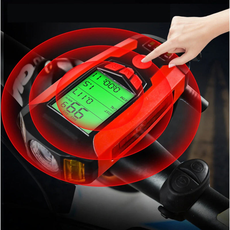 BIKIGHT 3-in-1 350LM COB Bike Light + USB Horn Lamp + Speed Meter LCD Screen 5-Modes Waterproof Bicycle Headlight With Horn