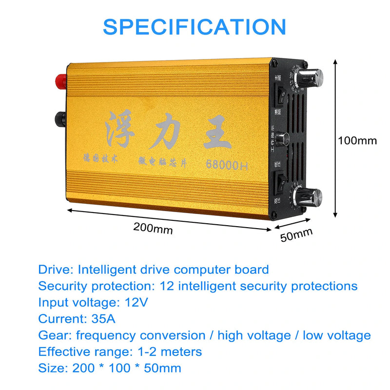68000W DC 12V 35A Ultrasonic Inverter High Power Electronic Fisher Electronic Fishing Machine Safe with 12 Intelligent Security Protections