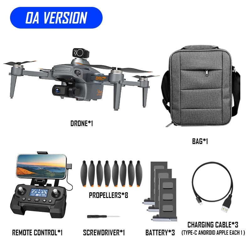 ZD015 GPS 3KM 5G Repeater Digital FPV with 4K HD Camera 3-Axis Mechanical Stabilization Gimbal 360 Obstacle Avoidance Brushless Foldable RC Drone Quadcopter RTF
