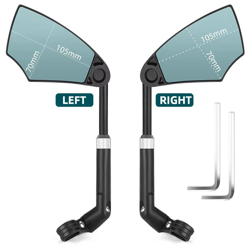 WEST BIKING HD Anti-Glare Bike Rearview Mirror 360 Rotation Adjustable Retractable Reflector for 20-23mm Bicycle Electric Scooter Handlebars