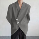 INCERUN Men Long Sleeved Blazer with Slanted Lapels and Metal Buttons and Shoulder Pads Fashion Loose Fit Blazers for Big Men Large Size S-5XL