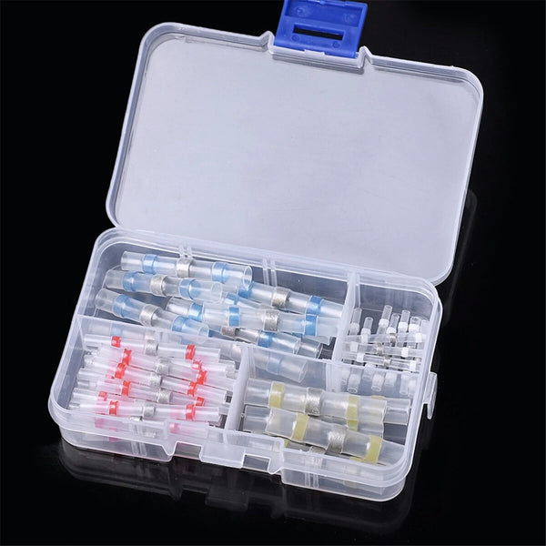 50/100PCS Solder Seal Heat Shrink Tube Butt Wire Connectors Waterproof Terminals Available in 4 Sizes Tinned Copper Material Ideal for Marine and Automobile Applications