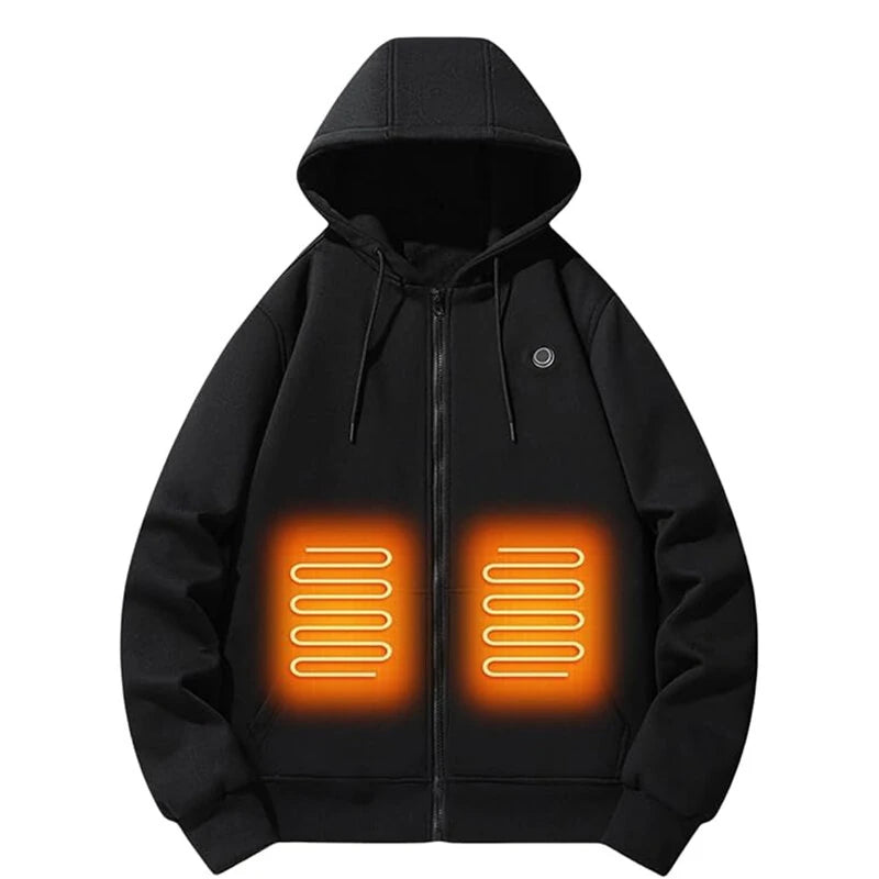 TENGOO HZ05 Smart Heated Zipper Hoodies Sweatshirt 5 Heating Areas Quick Heating USB Rechargeable Washable Safety Fashion Oversize Jacket for Winter Outdoors Keep Warm