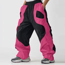 INCERUN Mens Color-Block Spliced Design Pant Fashion Elastic Waist Loose Fit Pants