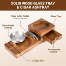 Wooden Cigar Ashtray Drinks Solid Wood Track Whiskey Tea Tray Cigar Holder Ashtray Cup Holder Wooden Ashtray Coasters