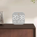 Metal Brushed Texture Digital Wall Clock Alarm Set Large Display Screen LED Alarm Clock Home Office Bedroom with Remote Control