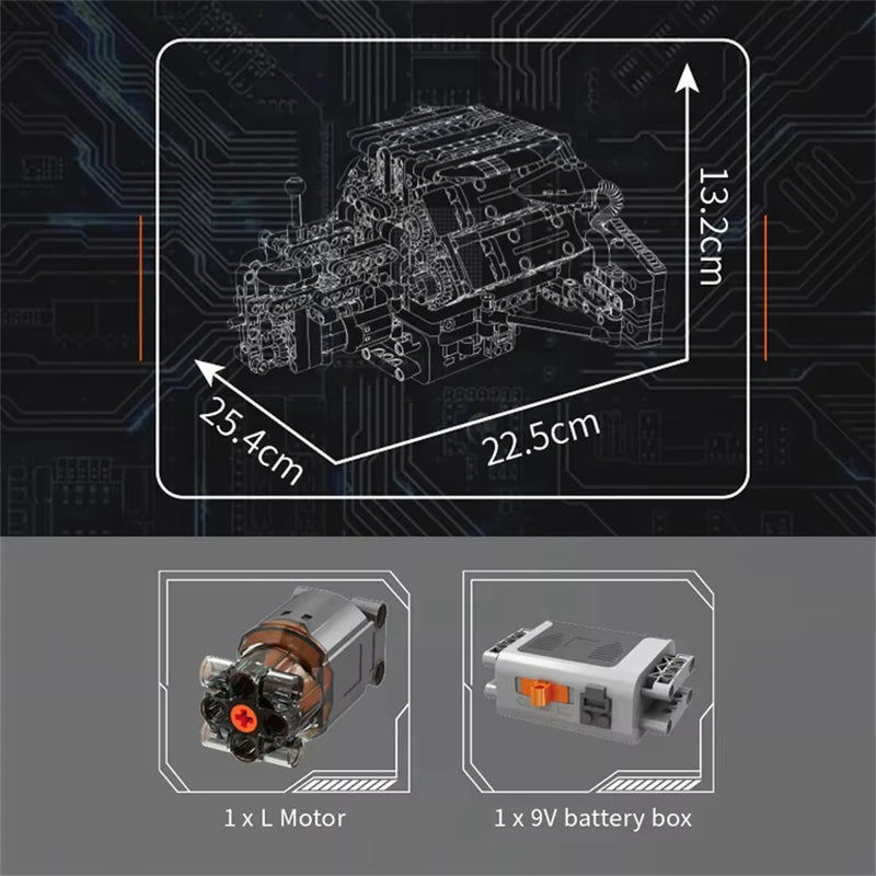 Mould King 10230 Technical Car Engine Toys The Motorized A8 Car W12 Twin Turbo Engine Building Block Brick Set Assembly 871PCS Kids Christmas Gift