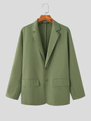 Mens Solid Lapel Blazer Casual Two Pieces Outfits