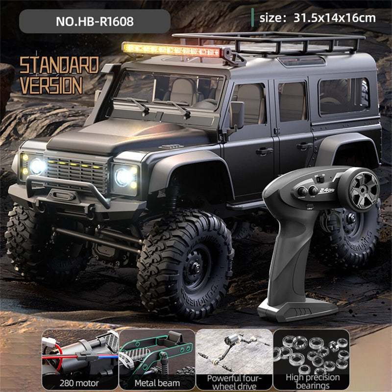 HB Toys RTR R1607/8/9 1/16 2.4G 4WD RC Car Full Proportional Rock Crawler LED Light Off-Road Climbing Truck Vehicles Models Toys