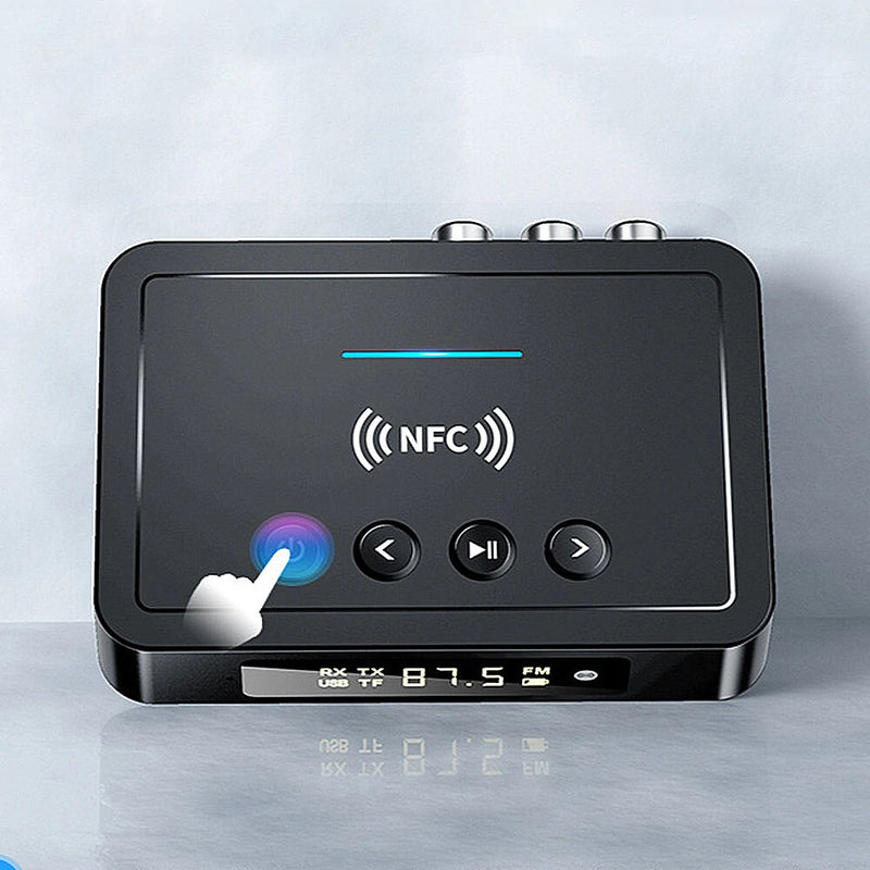 bluetooth 5.0 Audio Adapter NFC LED Display 500mAh Hands-free Calling 3.5MM AUX RCA Support USB/TF Card Playback bluetooth Transceiver for Computer Laptop