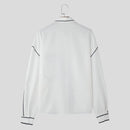 INCERUN Mens Comic Style Print Long Sleeve Shirt Fashion Funny Line Lapel Top for Male