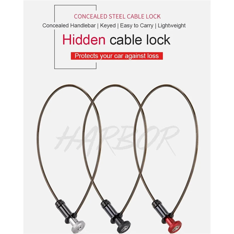 KONG Bike Lock Hidden Steel Cable Lock 59cm Portable Helmet Lock Key Lock Anti-theft Lock Bike Mountain Bike Road Bike Riding Accessories
