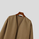 INCERUN Mens Textured Casual Long Sleeve Jacket Collarless Cardigan Jacket Coat Large Size for Big Men S-5XL