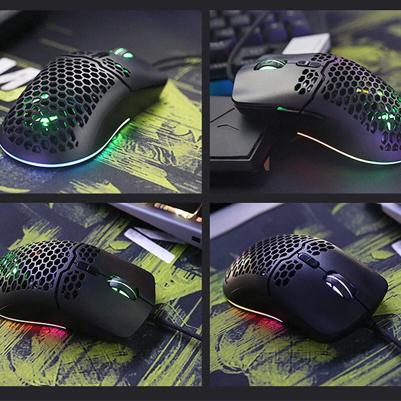 Delux M700 PMW3389 Wired Gaming Mouse 16000DPI RGB Light Honeycomb Shell Ergonomics E-sports Mice Lightweight 67g