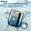 MARSKE Mini Electric Shaver Portable Men's Shaver IPX6 Washable Type-C Rechargeable Wet & Dry Compact Razor