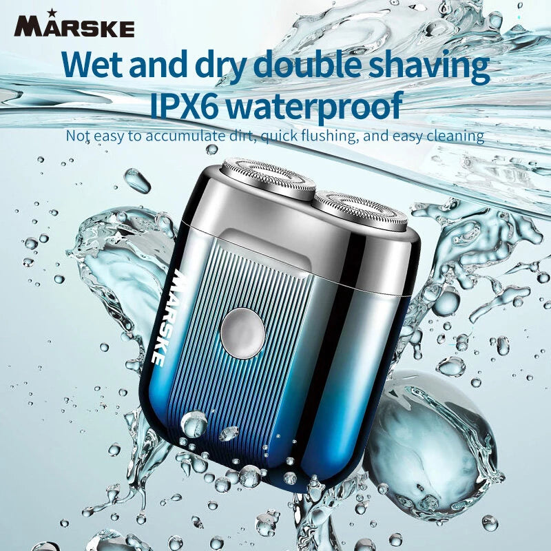 MARSKE Mini Electric Shaver Portable Men's Shaver IPX6 Washable Type-C Rechargeable Wet & Dry Compact Razor