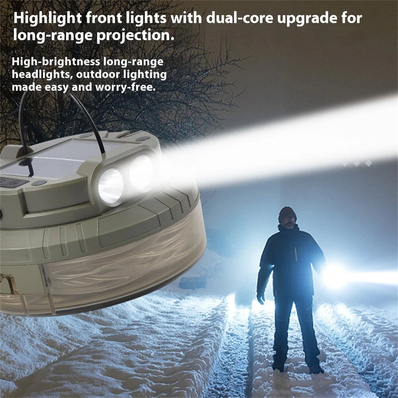 IPRee Outdoor Camping Light String Warm+Colorful Light 20M USB+Solar Rechargeable Waterproof Light Chain Portable Scalable Suspended Sky Tent Atmosphere String Light