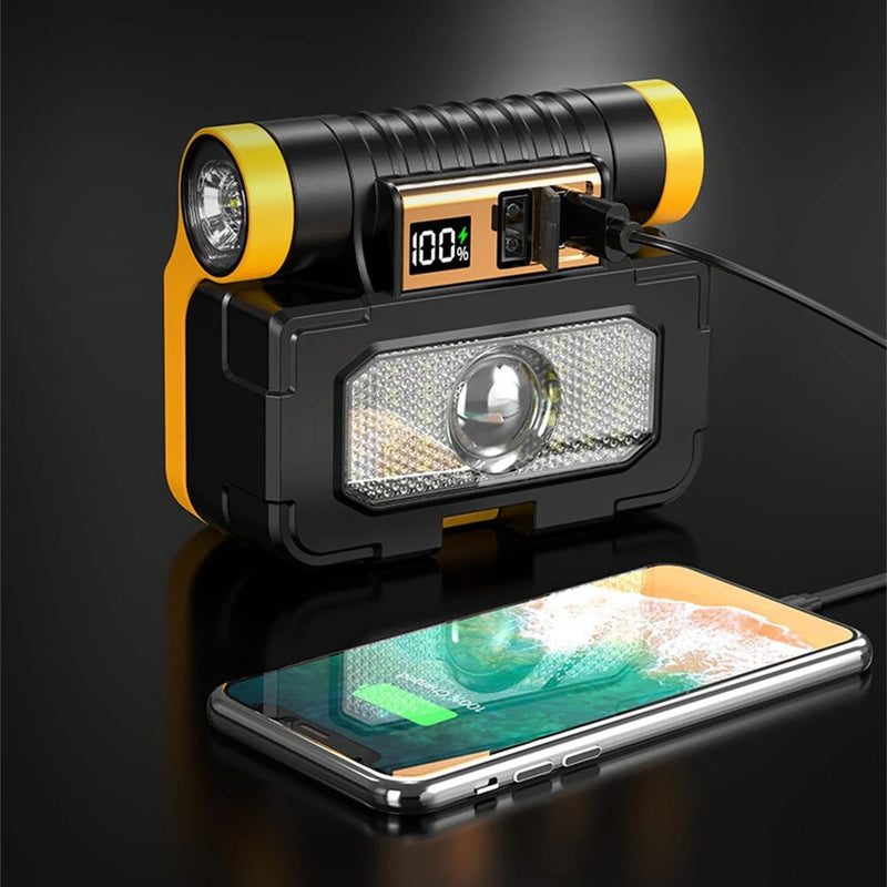 IPRee Multifunctional Folding LED Solar Flashlight Dual Light Source Outdoor Camping Torch Built-in 18 Hardware Tools USB Rechargeable Outdoor Waterproof Emergency Lantern