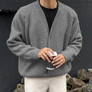 INCERUN Mens Knit V-Neck Long-Sleeve Cardigan Solid Color Comfortable Versatile Men Clothing Fashion Outwear