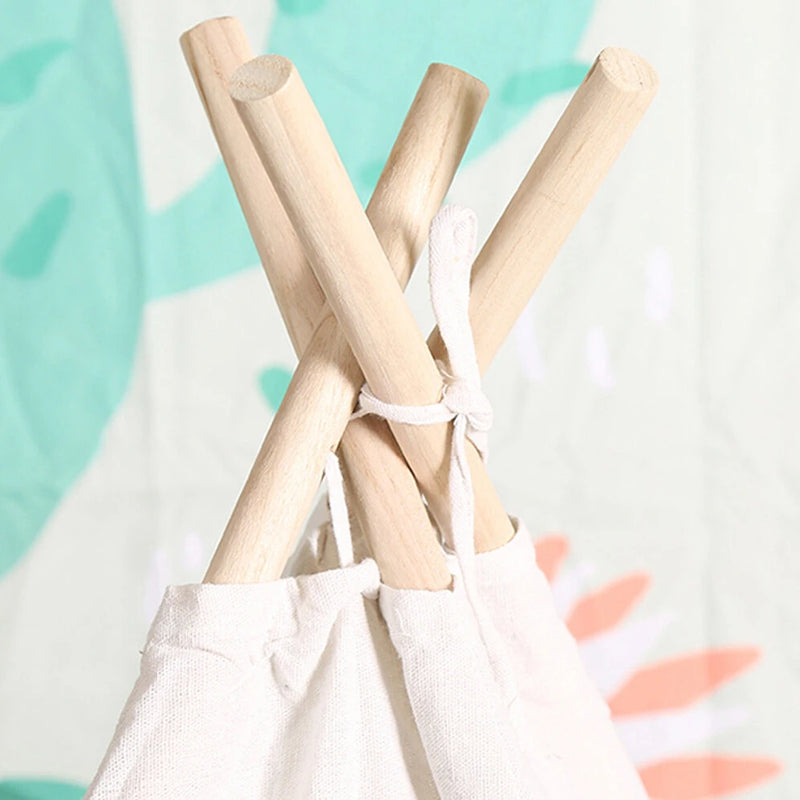 1.35M-1.8M Baby Tents Teepee Durable&Quality Cotton Canvas Triangle Tent Kids Playhouse Pretend Indoor/Outdoor Play Tent Decoration House Game Gift