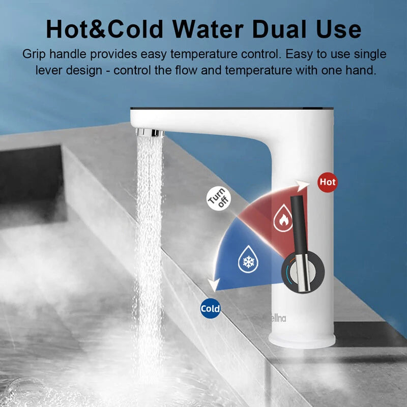 3200W Instant Electric Water Heater Faucet IPX4 Waterproof Lever-Adjustable Temperature Control EU Plug for Kitchen Bathroom Rapid Heating