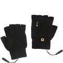 1 Pair USB Electric Heated Gloves Adjustable Temperature Half Finger Warmer Electric Thermal Winter Warm Gloves for Cycling Skiing