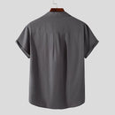 INCERUN Mens Summer Casual Cool Comfort Solid Color Lapel Shirts