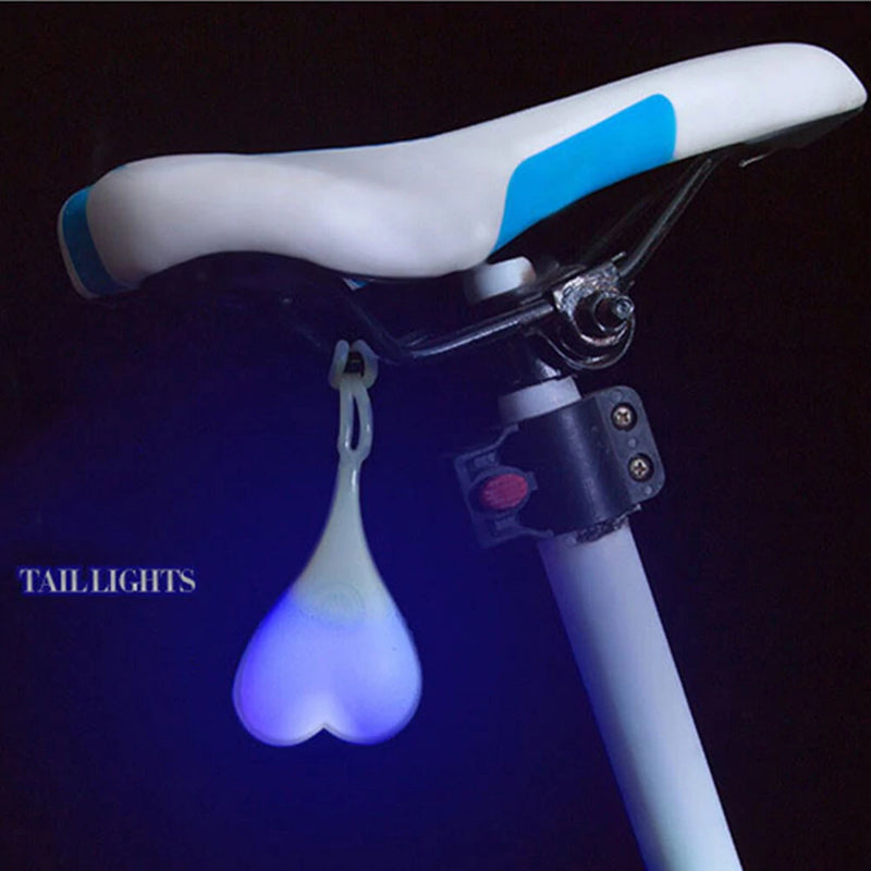 4 Colour Bike Balls TailLight Silicone Waterproof 3 LED Modes Warning Cute Heart Design Bike Light for Night Cycling