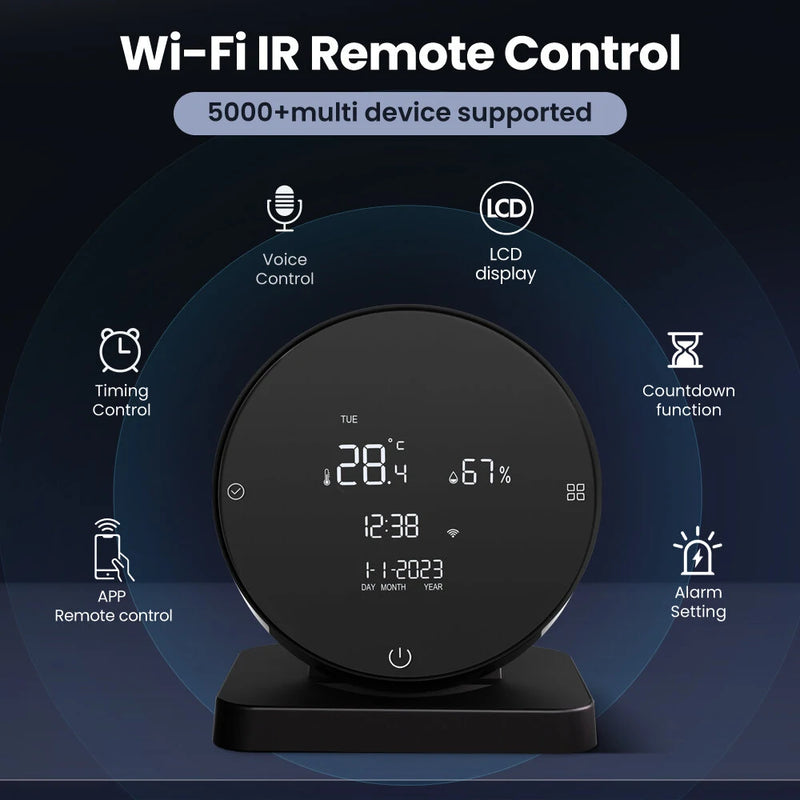 AGSIVO 3 In 1 Tuya Wifi Infrared IR Remote Controller Alarm Clock Temperature and Humidity Sensor Compatible with Alexa & Google Home