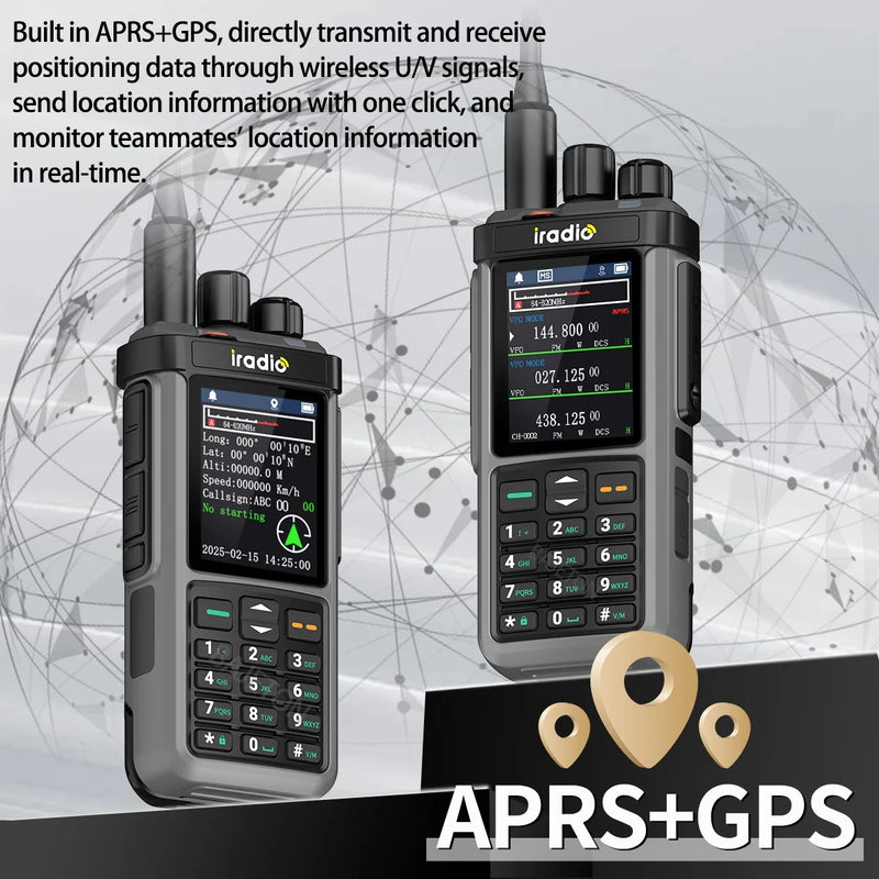 Iradio UV-98 PLUS GPS Version 10W Walkie Talkie APRS Multi Band Radio 2.4 Inch Screen Cross Band Repeater 1024 Channels Type-C Charging CB SSB HF FM SW MW LW Walkie Talkie
