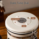 1.8L Stainless Steel Coffee Bean Container with Date Display and Spoon Sealed Coffee Container Food Storage Container for Dry Goods Cookies Candy Spices
