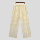 INCERUN Men Pants Fashion Loose Fit Mesh Hollow Out Beach Trousers Summer Comfy Beige Pants