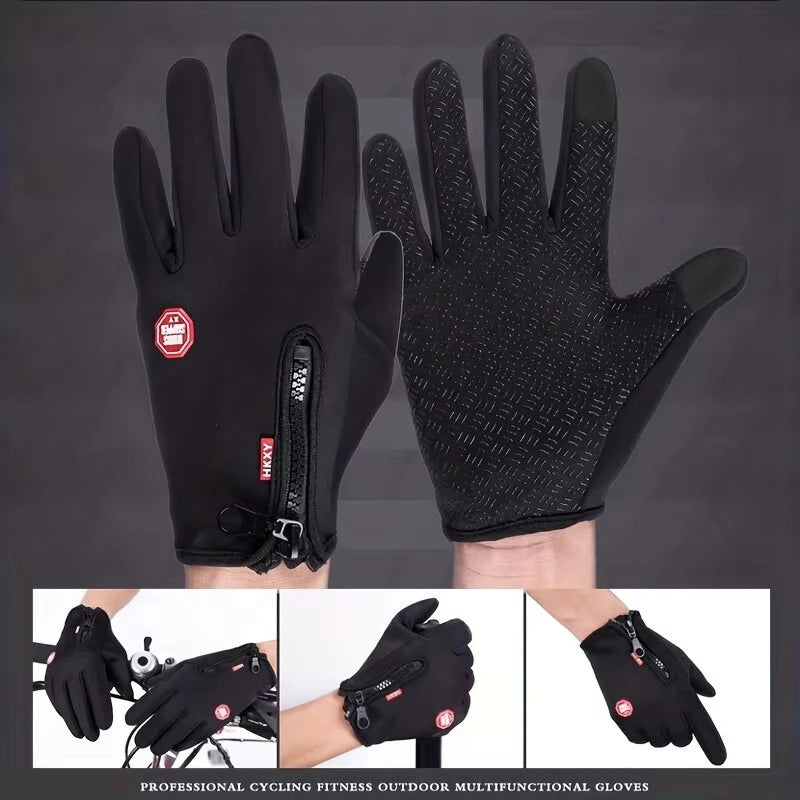 XANES Windproof Warm Gloves for Winter Anti Slip Silicon Touch Screen Full Finger Cold-proof Bicycle Cycling Touchscreen Sport Gloves