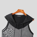 NCERUN Mens Tank Top Mesh Hooded See-Through Comfort Breathable Tanks