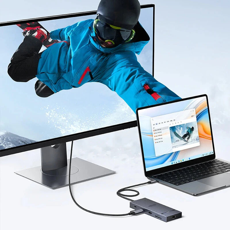 UGREEN CM866 10 in 1 Type-C Docking Station USB Hubs with PD 100W 4K60Hz HD USB-A 3.2 USB-C 3.2 / 10Gbps USB-A3.0 / 5Gbps 1000Mbps RJ45 SD&TF USB Splitter for Laptop Macbook Pro Air